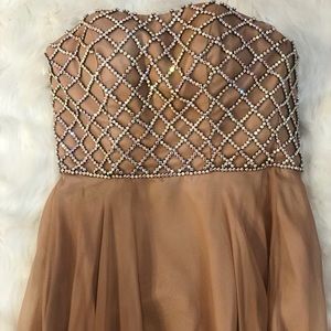 Nude Beaded Evening Gown